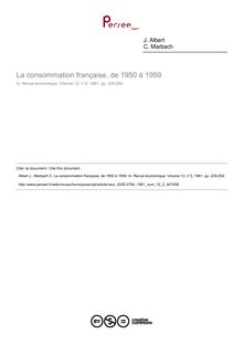 La consommation française, de 1950 à 1959 - article ; n°2 ; vol.12, pg 229-254