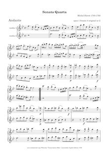 Partition No.4 en B? major, 6 sonates pour 2 flûtes, 6 sonates pour deux flûtes traversières sans basse