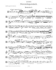 Partition viole de gambe 1, corde quintette, D minor, Koessler, Hans