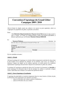 Convention d'Agrainage du Grand Gibier Campagne 2009 / 2010