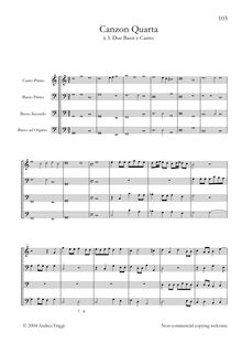 Partition complète, Canzon Quarta à , Due Bassi e Canto, Frescobaldi, Girolamo