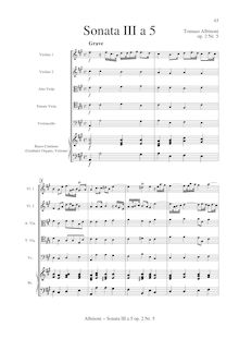 Partition , Sonata III en A major, Sei Sinfonie e Sei concerts a Cinque, Op.2