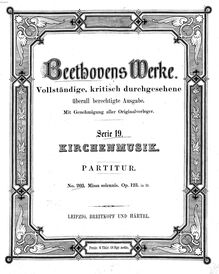 Partition complète, Missa Solemnis, Op.123, D major, Beethoven, Ludwig van par Ludwig van Beethoven
