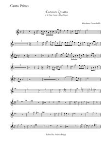 Partition Canto primo, Canzon Quarta à , Due Canti e Due Bassi, Frescobaldi, Girolamo