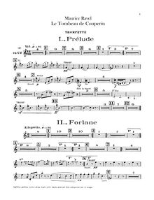 Partition trompette (C), Le tombeau de Couperin, Ravel, Maurice
