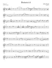 Partition Tenor2 viole de gambe, octave aigu clef, fantaisies pour violes de gambe par John Ward