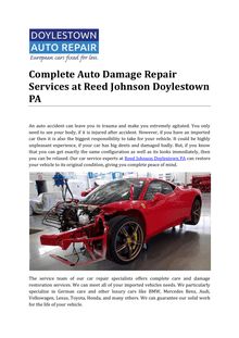 Complete Auto Damage Repair Services at Reed Johnson Doylestown PA