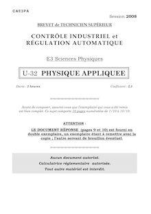 Physique appliquée 2008 BTS Contrôle industriel et régulation automatique