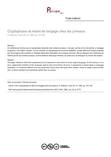 Cryptophasie et retard de langage chez les jumeaux - article ; n°3 ; vol.35, pg 101-108