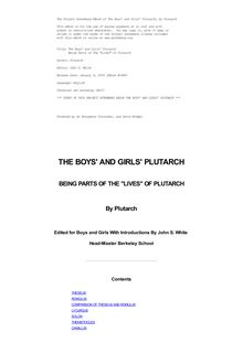 The Boys  and Girls  Plutarch - being parts of the "Lives" of Plutarch, edited for boys and girls