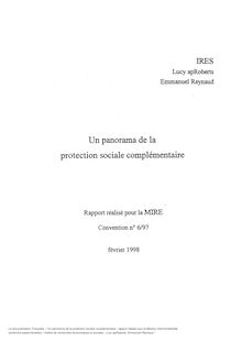Un panorama de la protection sociale complémentaire : rapport réalisé pour la Mission interministérielle recherche expérimentation