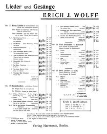 Partition complète, 4 Gedichte von Eichendorff, Op.14, Wolff, Erich Jaques