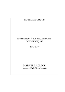 NOTES DE COURS INITIATION À LA RECHERCHE SCIENTIFIQUE  - ING 610 ...