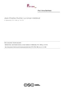 Jean-Charles Huchet, Le roman médiéval  ; n°10 ; vol.5, pg 133-135