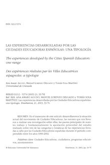 Las experiencias desarrolladas por las Ciudades Educadoras españolas: una tipología