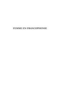 Femme en Francophonie (Volume 1)