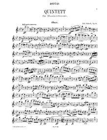 Partition hautbois, vent quintette, Op.14, Sobeck, Johann