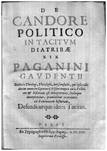 De candore politico in Tacitum diatribae XIX Paganini Gaudentij ... ;