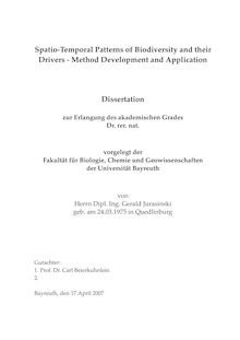 Spatio-temporal patterns of biodiversity and their drivers [Elektronische Ressource] : method development and application / von Gerald Jurasinski