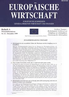 EUROPAISCHE WIRTSCHAFT. Beiheft A Wirtschaftsanalysen Nr. 12 - Dezember 1999