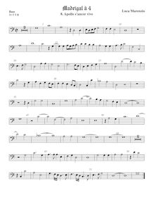 Partition viole de basse, basse clef, madrigaux pour 4 voix, Marenzio, Luca par Luca Marenzio