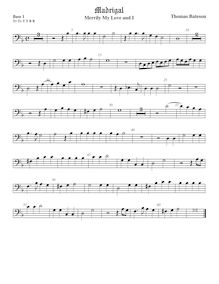 Partition viole de basse 1, pour First Set of anglais Madrigales to 3, 4, 5 et 6 voix