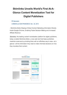 Skimlinks Unveils World s First At-A-Glance Content Monetization Tool for Digital Publishers