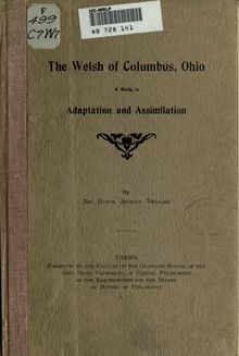 The Welsh of Columbus, Ohio: a study in adaptation and assimilation