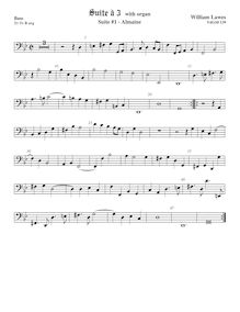 Partition viole de basse,  No.1 pour 3 violes de gambe et orgue