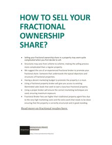 HOW TO SELL YOUR FRACTIONAL OWNERSHIP SHARE