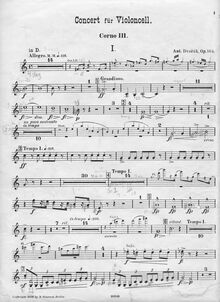 Partition cor 3, violoncelle Concerto, Koncert pro violoncello a orchestr