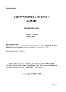 Btschim 2004 mathematiques