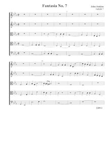 Partition Fantasia VdGS No.7 - partition complète (Tr Tr T T B), fantaisies pour 5 violes de gambe par John Jenkins