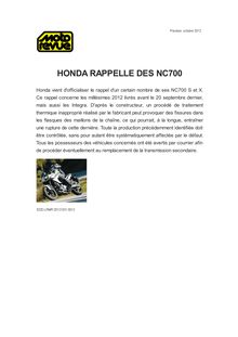 HONDA RAPPELLE DES NC700