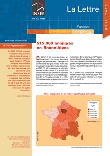 515 000 immigrés en Rhône-Alpes