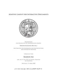 Adaptive layout for interactive documents [Elektronische Ressource] / vorgelegt von Kamran Ali
