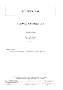 Sciences Physiques 2006 BT Agencement