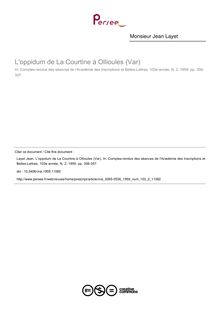 L oppidum de La Courtine à Ollioules (Var) - article ; n°2 ; vol.103, pg 356-357