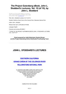 John L. Stoddard s Lectures, Vol. 10 (of 10) - Southern California; Grand Canon of the Colorado River; Yellowstone National Park