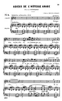 Partition complète (C minor: haut voix et piano), Adieux de l hôtesse arabe