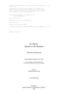 St. Paul s Epistle to the Romans, Vol. II - A Practical Exposition