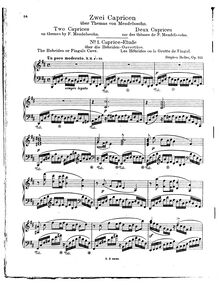 Partition No.1 - Caprice-Etude  pour Hebrides ou Fingals Cave , 2 Caprices on Themes by Mendelssohn, Op.144