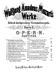 Partition Contents, Die Zauberflöte, The Magic Flute, Mozart, Wolfgang Amadeus