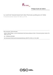 Le coût de l assainissement des finances publiques en Italie - article ; n°3 ; vol.109, pg 91-100