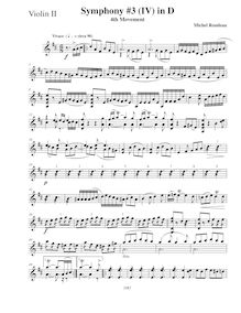 Partition violons II, Symphony No.3, Symphony for Strings, D major par Michel Rondeau