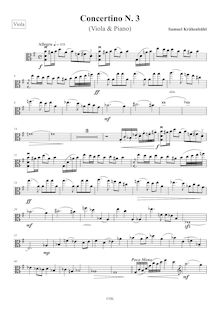 Partition de viole de gambe, Concertino No.3 pour viole de gambe et Piano