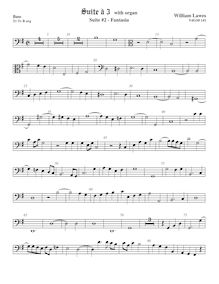 Partition viole de basse,  No.2 pour 3 violes de gambe et orgue par William Lawes