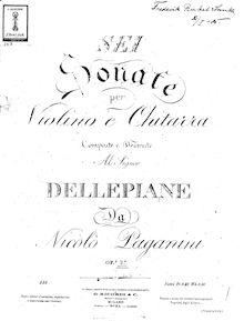 Partition parties complètes, 6 sonates pour violon et guitare, Op.2a