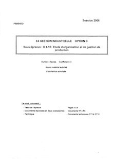 Btsprodb 2006 etude d organisation et de gestion de production production et gestion industrielle