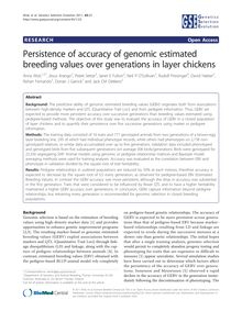 Persistence of accuracy of genomic estimated breeding values over generations in layer chickens